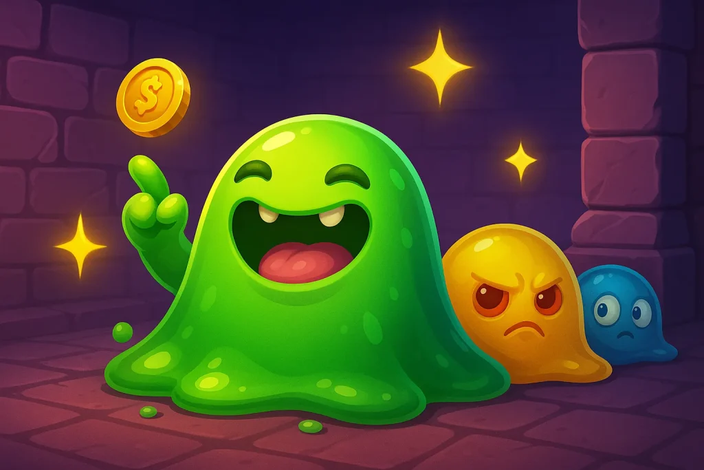 Hungry Slime ถูกออกแบบให้โดดเด่นทั้งในด้านงานภาพและบรรยากาศเกม